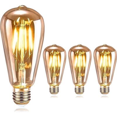 DPZO Bombilla Led Edison, E27 Bombilla Led Retro Edison Vintage 4w St64 Lámpara Decorativa Antigua Bombilla Led Nostálgica Blanca Cálida Para El Hogar Restaurante Cafetería Bar Etc. (paquete De 3) [clase D DPZO Bombilla Led Edison, E27 Bombilla Led Retro Edison Vintage 4w St64 Lámpara Decorativa Antigua Bombilla Led Nostálgica Blanca Cálida Para El Hogar Restaurante Cafetería Bar Etc. (paquete De 3) [clase D