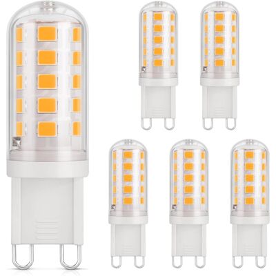JSSEVN Bombilla Led G9 De 3,5 W, Blanco Cálido 3000 K, 380 Lm, No Regulable, 230 V, De Bajo Consumo, Base Cerámica, Casquillo G9 Estándar, Paquete De 6 Unidades JSSEVN Bombilla Led G9 De 3,5 W, Blanco Cálido 3000 K, 380 Lm, No Regulable, 230 V, De Bajo Consumo, Base Cerámica, Casquillo G9 Estándar, Paquete De 6 Unidades