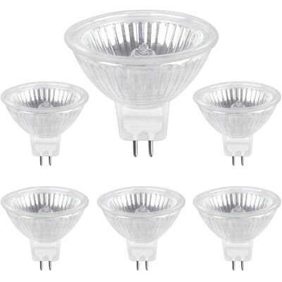 DPZO Lámpara Halógena Gu5.3 De 35 W Y 12 V, 400 Lm, Blanco Cálido 2700 K, Regulable, Tipo Mr16, Paquete De 6 DPZO Lámpara Halógena Gu5.3 De 35 W Y 12 V, 400 Lm, Blanco Cálido 2700 K, Regulable, Tipo Mr16, Paquete De 6