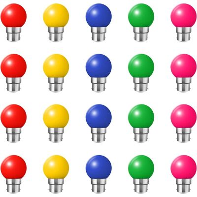 JUSCH Bombillas Led De Casquillo De Bayoneta B22 (paquete De 20), 1 W, Equivalente A 10 W, De Bajo Consumo, Color Azul Pelota De Golf, Pequeñas, Navideñas, Con Casquillo Bc, Rojas, Amarillas, Rosas, Verdes JUSCH Bombillas Led De Casquillo De Bayoneta B22 (paquete De 20), 1 W, Equivalente A 10 W, De Bajo Consumo, Color Azul Pelota De Golf, Pequeñas, Navideñas, Con Casquillo Bc, Rojas, Amarillas, Rosas, Verdes