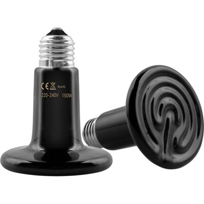 ENLENK Lote De 2 Lámparas Calefactoras De Cerámica E27 De 150 W Para Reptiles, 220-240 V, Bombilla Infrarroja Calefactora, Bombillas Más Calientes Para Caja De Reptiles, Para Lagartos, Polluelos, Serpientes ENLENK Lote De 2 Lámparas Calefactoras De Cerámica E27 De 150 W Para Reptiles, 220-240 V, Bombilla Infrarroja Calefactora, Bombillas Más Calientes Para Caja De Reptiles, Para Lagartos, Polluelos, Serpientes