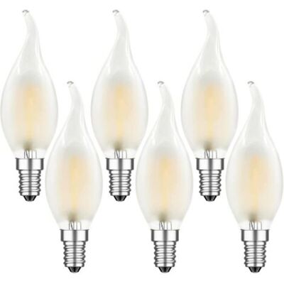 OEM Bombilla Led De Filamento E14 De 4w Con Forma De Llama, Luz Blanca Cálida De 2700k, Estilo Vintage Con Forma De Vela, Equivalente A 40w, 400lm, Regulable, Acabado Mate, Paquete De 6. OEM Bombilla Led De Filamento E14 De 4w Con Forma De Llama, Luz Blanca Cálida De 2700k, Estilo Vintage Con Forma De Vela, Equivalente A 40w, 400lm, Regulable, Acabado Mate, Paquete De 6.