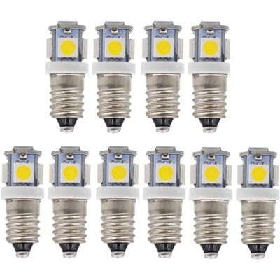 OEM 10 Bombillas Led E10 De 6v, Luz Blanca Fría, 5smd, 0,5w, 50lm (luz Blanca Cálida) - Crezuo OEM 10 Bombillas Led E10 De 6v, Luz Blanca Fría, 5smd, 0,5w, 50lm (luz Blanca Cálida) - Crezuo