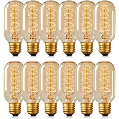 OEM 12 Bombillas Edison T45 De 40 W, Lámpara De Tungsteno Espiral Retro De 220 V -crezuo OEM 12 Bombillas Edison T45 De 40 W, Lámpara De Tungsteno Espiral Retro De 220 V -crezuo