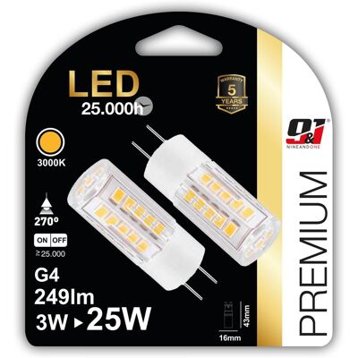 Orion91 Pack X 12 Unidades Bombillas Led Bi-pin Jc Cerámica G4 3w 249lm 3000k 25000h Orion91 Pack X 12 Unidades Bombillas Led Bi-pin Jc Cerámica G4 3w 249lm 3000k 25000h