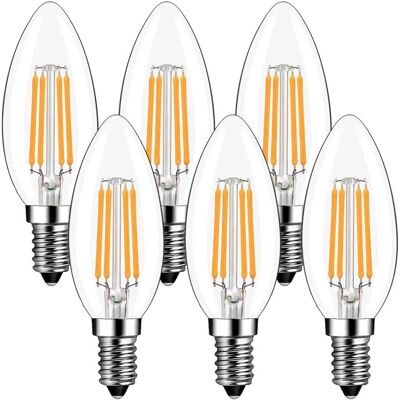 YOYO Bombillas Led Tipo Vela E14 De 4 W, 2700 K, Luz Blanca Cálida, Casquillo De Rosca Pequeña, No Regulables, Paquete De 6 YOYO Bombillas Led Tipo Vela E14 De 4 W, 2700 K, Luz Blanca Cálida, Casquillo De Rosca Pequeña, No Regulables, Paquete De 6