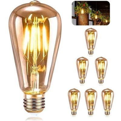 KCVV Edison Vintage ST64 - E27 - 4W - Vidrio ámbar - bombilla LED KCVV Edison Vintage ST64 - E27 - 4W - Vidrio ámbar - bombilla LED