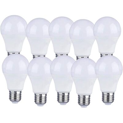 JUSCH Pack De 10 Pack De 10 Bombillas Led E27 9w A60 - Luz Blanca Cálida 4000k - 806 Lúmenes JUSCH Pack De 10 Pack De 10 Bombillas Led E27 9w A60 - Luz Blanca Cálida 4000k - 806 Lúmenes
