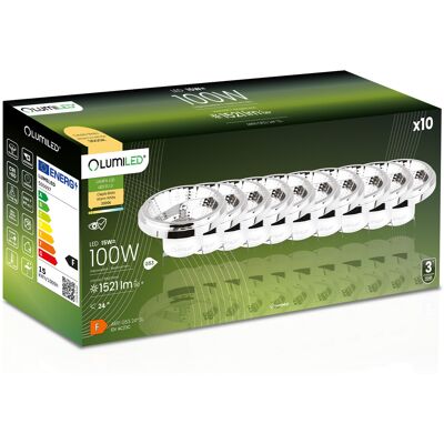 OEM 10 Bombillas Led G53 Reflectoras Ar111 15w = 100w 1521lm 3000k Cálidas 24° 12v Plateadas Lumiled OEM 10 Bombillas Led G53 Reflectoras Ar111 15w = 100w 1521lm 3000k Cálidas 24° 12v Plateadas Lumiled