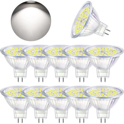 DPZO Bombilla Led Gu5.3, Blanco Frío 6000k, Led Mr16 12v 5w, Equivalente A Halógena De 50w, Bombillas Led No Regulables, Paquete De 10 DPZO Bombilla Led Gu5.3, Blanco Frío 6000k, Led Mr16 12v 5w, Equivalente A Halógena De 50w, Bombillas Led No Regulables, Paquete De 10