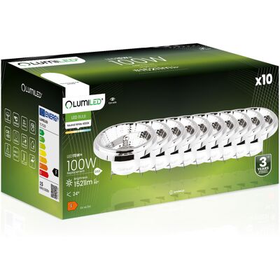 OEM 10 Bombillas Led G53 Tipo Foco Ar111 15w = 100w 1521lm 4000k Neutro 24° 12v Plata Lumiled OEM 10 Bombillas Led G53 Tipo Foco Ar111 15w = 100w 1521lm 4000k Neutro 24° 12v Plata Lumiled
