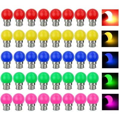 DPZO Paquete De 40 Bombillas Led De Colores B22 De 3w (equivalente A 30w) 300lm Ac 220v B22 Bayonet String Lights, Bombillas Led Multicolor Para Decoración Del Hogar, Bar, Fiesta Y Ambiente - Paquete De 40 DPZO Paquete De 40 Bombillas Led De Colores B22 De 3w (equivalente A 30w) 300lm Ac 220v B22 Bayonet String Lights, Bombillas Led Multicolor Para Decoración Del Hogar, Bar, Fiesta Y Ambiente - Paquete De 40