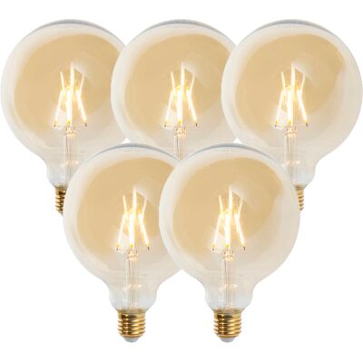Luedd - Set De 5 Bombillas Led E27 Regulables G125 Dorado 5w 450lm 2200k Luedd - Set De 5 Bombillas Led E27 Regulables G125 Dorado 5w 450lm 2200k