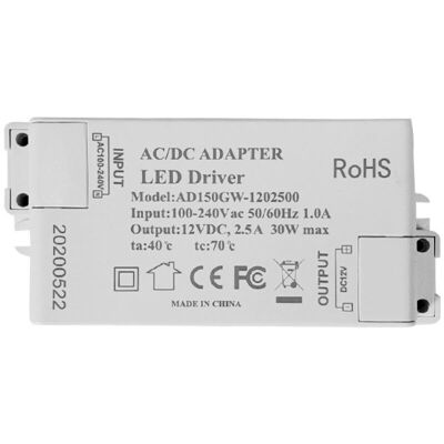 DPZO Transformador/fuente De Alimentación Led - 30w, 12v Cc, 2.5a De Voltaje Constante Para Tiras De Luces Led Y Bombillas Led G4, Mr11, Mr16 DPZO Transformador/fuente De Alimentación Led - 30w, 12v Cc, 2.5a De Voltaje Constante Para Tiras De Luces Led Y Bombillas Led G4, Mr11, Mr16