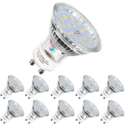 OEM Paquete De 10 Bombillas Led, Gu10-5w Equivalente A 60w, Luz Blanca Fría 6000k, Ángulo De Haz Amplio De 120°, Bombillas Led Tipo Foco. OEM Paquete De 10 Bombillas Led, Gu10-5w Equivalente A 60w, Luz Blanca Fría 6000k, Ángulo De Haz Amplio De 120°, Bombillas Led Tipo Foco.
