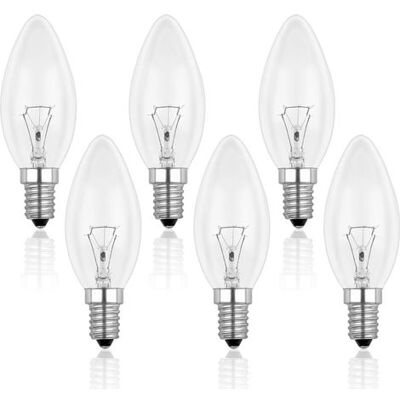 ENLENK Bombilla De Vela Clara E14 40w, Bombilla Incandescente Regulable, Blanco Cálido 2700k, 400lm, Bombilla De Llama, Bombillas De Vela E14 Con Rosca Edison, Paquete De 6 ENLENK Bombilla De Vela Clara E14 40w, Bombilla Incandescente Regulable, Blanco Cálido 2700k, 400lm, Bombilla De Llama, Bombillas De Vela E14 Con Rosca Edison, Paquete De 6