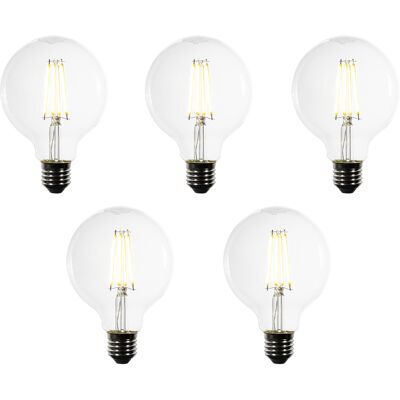 LUEDD Qazqa Juego De 5 Bombillas Led E27 G95 Transparentes 3,8w 806 Lm LUEDD Qazqa Juego De 5 Bombillas Led E27 G95 Transparentes 3,8w 806 Lm