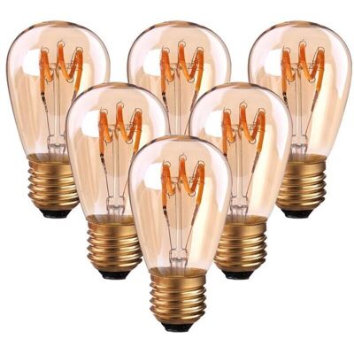 OEM Juego De 6 Bombillas Led Vintage E27 Con Filamento En Espiral St45/s14, 3w, Luz Ámbar, No Regulables, Blanco Cálido 2200k, 150lm, Equivalente A Una Bombilla Incandescente De 25w, Lámpara Decorativa Re OEM Juego De 6 Bombillas Led Vintage E27 Con Filamento En Espiral St45/s14, 3w, Luz Ámbar, No Regulables, Blanco Cálido 2200k, 150lm, Equivalente A Una Bombilla Incandescente De 25w, Lámpara Decorativa Re