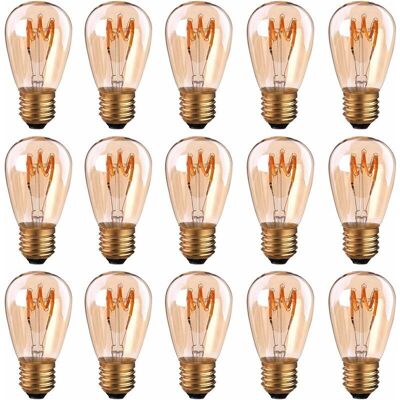 OEM Paquete De 15 Bombillas Led Vintage E27 De Filamento En Espiral, St45/s14, 3w, Luz Ámbar De 2200k, Regulables, Blanco Muy Cálido. OEM Paquete De 15 Bombillas Led Vintage E27 De Filamento En Espiral, St45/s14, 3w, Luz Ámbar De 2200k, Regulables, Blanco Muy Cálido.