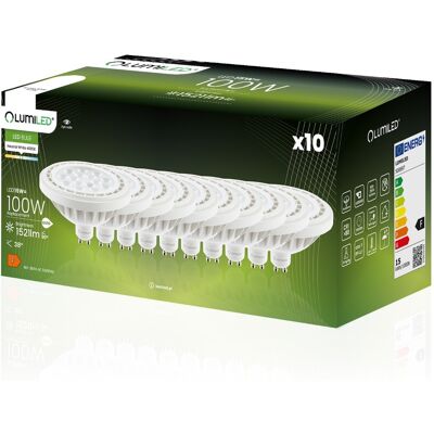 OEM 10 Bombillas Led Gu10 Tipo Foco Es111 15w = 100w 1521lm 4000k Neutro 38° Lumiled OEM 10 Bombillas Led Gu10 Tipo Foco Es111 15w = 100w 1521lm 4000k Neutro 38° Lumiled