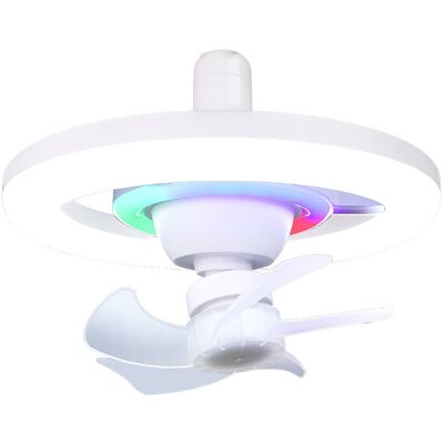 OEM Ventilador Con Luz Led De 16 Colores, Casquillo E27, Rotación De 360° Con Mando A Distancia Para Aire Fresco E Iluminación Ambiental. OEM Ventilador Con Luz Led De 16 Colores, Casquillo E27, Rotación De 360° Con Mando A Distancia Para Aire Fresco E Iluminación Ambiental.