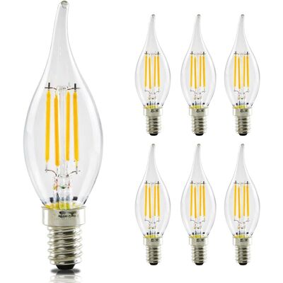 Gbly 6 Piezas Led Edison E14 Bombillas Vintage, Lámpara De Vela Para Candelabro, 4w Equivalente 40w, Blanco Cálido 2700k, No Regulable - Ideal Para Restaurante O Iluminación Retro En El Hogar Gbly 6 Piezas Led Edison E14 Bombillas Vintage, Lámpara De Vela Para Candelabro, 4w Equivalente 40w, Blanco Cálido 2700k, No Regulable - Ideal Para Restaurante O Iluminación Retro En El Hogar