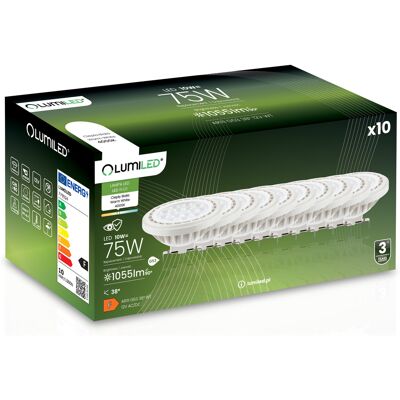 OEM 10 Bombillas Led G53 Reflectoras Ar111 10w = 75w 1055lm 4000k Neutro 38° 12v Lumiled OEM 10 Bombillas Led G53 Reflectoras Ar111 10w = 75w 1055lm 4000k Neutro 38° 12v Lumiled