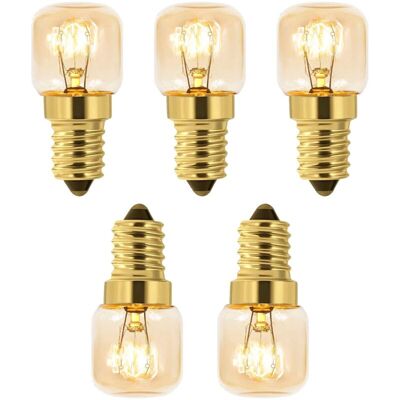 DPZO Paquete De 5 Bombillas De Sal De 15 W, Casquillo E14 T22, Luz Blanca Cálida Incandescente De 2700 K, 80 Lúmenes, 230 V Ca, Bombilla Para Horno De 15 W Y 300 °c, Apta Para Hornos, Frigoríficos, Lámpara DPZO Paquete De 5 Bombillas De Sal De 15 W, Casquillo E14 T22, Luz Blanca Cálida Incandescente De 2700 K, 80 Lúmenes, 230 V Ca, Bombilla Para Horno De 15 W Y 300 °c, Apta Para Hornos, Frigoríficos, Lámpara