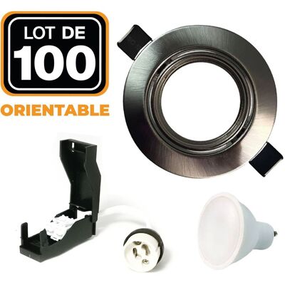 Europalamp - 100 Focos Empotrables Regulables Aluminio Cepillado Con Led Gu10 De 5w Eqv. 40w Blanco Cálido 2700k Europalamp - 100 Focos Empotrables Regulables Aluminio Cepillado Con Led Gu10 De 5w Eqv. 40w Blanco Cálido 2700k