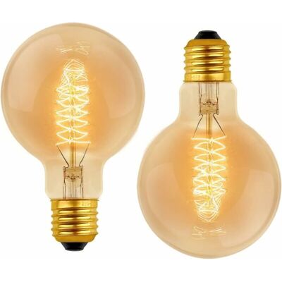 TEHTUY Bombilla Globo Vintage G80 E27 Regulable 60w Blanco Cálido 2700k, 600lm, Bombillas Decorativas Incandescentes Retro E27 De Filamento De Tungsteno En Espiral, Paquete De 2 TEHTUY Bombilla Globo Vintage G80 E27 Regulable 60w Blanco Cálido 2700k, 600lm, Bombillas Decorativas Incandescentes Retro E27 De Filamento De Tungsteno En Espiral, Paquete De 2