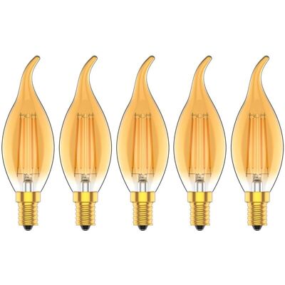 DPZO Paquete De 5 Bombillas Incandescentes Vintage Regulables De 4 W Con Base E14, Luz Blanca Cálida (2700 K), Equivalente A Una Bombilla Incandescente De 30 W, 300 Lm, 220 V Ca. DPZO Paquete De 5 Bombillas Incandescentes Vintage Regulables De 4 W Con Base E14, Luz Blanca Cálida (2700 K), Equivalente A Una Bombilla Incandescente De 30 W, 300 Lm, 220 V Ca.