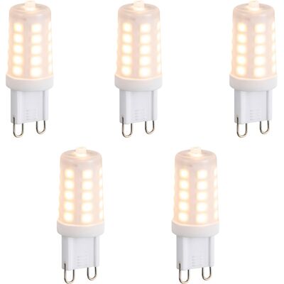 Luedd Juego de 5 bombillas LED G9 regulables - Caliente 2200K - 250lm - 3W Luedd Juego de 5 bombillas LED G9 regulables - Caliente 2200K - 250lm - 3W