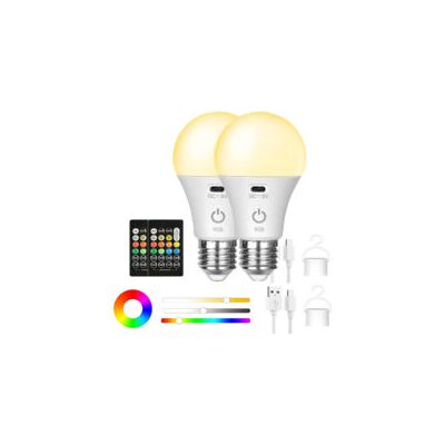 OEM Bombilla Led Recargable Rgb E27 Con Mando A Distancia – 8 Colores – De 2700k A 6000k – Ángulo De Haz De 270° – Paquete De 2 Bombillas - Crezuo OEM Bombilla Led Recargable Rgb E27 Con Mando A Distancia – 8 Colores – De 2700k A 6000k – Ángulo De Haz De 270° – Paquete De 2 Bombillas - Crezuo