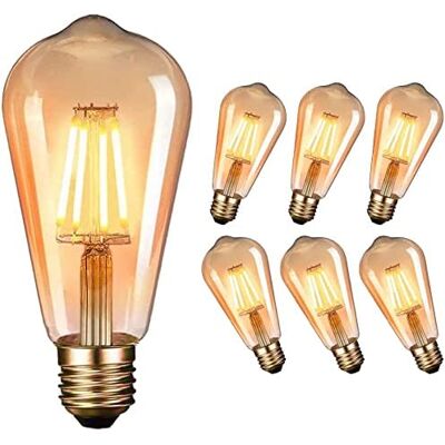 MSBD Vtizikl Led Edison Vintage Ampoule, E27 4w Led Vintage Ampoule Antique Lampe Décorative 2700k Rétro Lampe Edison Blanc Chaud Incandescence - 6 Pièces MSBD Vtizikl Led Edison Vintage Ampoule, E27 4w Led Vintage Ampoule Antique Lampe Décorative 2700k Rétro Lampe Edison Blanc Chaud Incandescence - 6 Pièces