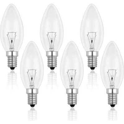ENLENK Bombilla De Vela Clara E14 40w, Bombilla Incandescente Regulable, Blanco Cálido 2700k, 400lm, Bombilla De Llama, Bombillas De Vela E14 Con Rosca Edison, Paquete De 6 ENLENK Bombilla De Vela Clara E14 40w, Bombilla Incandescente Regulable, Blanco Cálido 2700k, 400lm, Bombilla De Llama, Bombillas De Vela E14 Con Rosca Edison, Paquete De 6