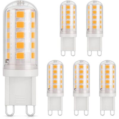DPZO Bombilla Led G9 De 3w, Equivalente A Halógena De 30w, Luz Blanca Cálida 2700k, 410lm, Cri 85, No Regulable, 230v, Bajo Consumo, Base Cerámica, Casquillo G9 Estándar, Paquete De 6 Unidades. DPZO Bombilla Led G9 De 3w, Equivalente A Halógena De 30w, Luz Blanca Cálida 2700k, 410lm, Cri 85, No Regulable, 230v, Bajo Consumo, Base Cerámica, Casquillo G9 Estándar, Paquete De 6 Unidades.