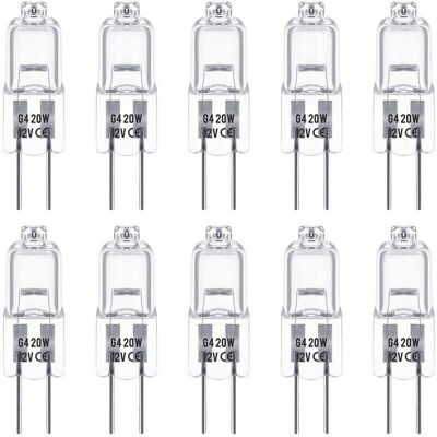 IKVZVKI Bombillas Halógenas G4, 12 V 20 W, Base De Clavija, Blanco Cálido 2800 K, Regulables, Bajo Voltaje, Cápsula Transparente, Paquete De 10 Unidades 56vingt IKVZVKI Bombillas Halógenas G4, 12 V 20 W, Base De Clavija, Blanco Cálido 2800 K, Regulables, Bajo Voltaje, Cápsula Transparente, Paquete De 10 Unidades 56vingt