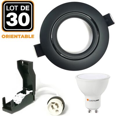 Europalamp - 30 Downlights Empotrables Negro Mate Con Gu10 Led 5w Eqv. 40w Blanco Frío 6000k Europalamp - 30 Downlights Empotrables Negro Mate Con Gu10 Led 5w Eqv. 40w Blanco Frío 6000k