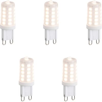 Set de 5 bombillas LED G9 regulables opal 3W 250lm 3000K Set de 5 bombillas LED G9 regulables opal 3W 250lm 3000K