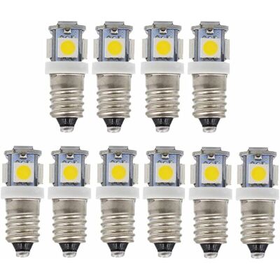 DPZO Paquete De 10 Bombillas Led E10 De 9 V, Luz Blanca Fría, 5smd, 5 W (luz Blanca Fría, 9 V) DPZO Paquete De 10 Bombillas Led E10 De 9 V, Luz Blanca Fría, 5smd, 5 W (luz Blanca Fría, 9 V)