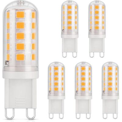 OEM Bombilla Led G9 De 3w, Equivalente A Halógena De 30w, Luz Blanca Cálida 2700k, 410lm, Cri 85, No Regulable, 230v, Bajo Consumo, Base Cerámica, Casquillo G9 Estándar, Paquete De 6 Unidades. OEM Bombilla Led G9 De 3w, Equivalente A Halógena De 30w, Luz Blanca Cálida 2700k, 410lm, Cri 85, No Regulable, 230v, Bajo Consumo, Base Cerámica, Casquillo G9 Estándar, Paquete De 6 Unidades.