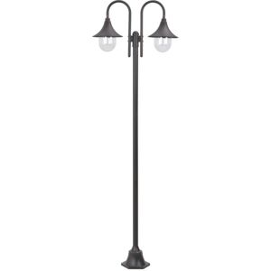 Farola De Jardín Con 2 Luces Aluminio Color Bronce E27 220 Cm Vidaxl Farola De Jardín Con 2 Luces Aluminio Color Bronce E27 220 Cm Vidaxl