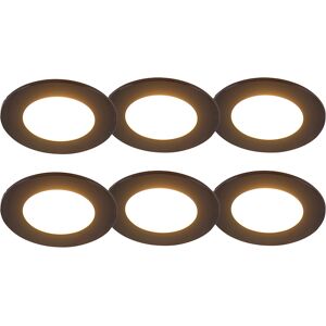 Moderno Set De 6 Focos Empotrables Negros Con Led Regulables En 3 Pasos Ip65 - Blanca Plástico Redonda Incluye Led Max. 1 X 5 Watt - Qazqa Moderno Set De 6 Focos Empotrables Negros Con Led Regulables En 3 Pasos Ip65 - Blanca Plástico Redonda Incluye Led Max. 1 X 5 Watt - Qazqa