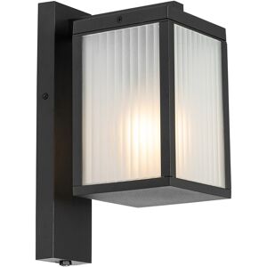 Moderno Farol De Pared Exterior Negro Con Cristal Acanalado Y Sensor Crepuscular - Charlois Aluminio /vidrio Rectangular Adecuado Para Led Max. 1 X 40 Watt - Qazqa Moderno Farol De Pared Exterior Negro Con Cristal Acanalado Y Sensor Crepuscular - Charlois Aluminio /vidrio Rectangular Adecuado Para Led Max. 1 X 40 Watt - Qazqa