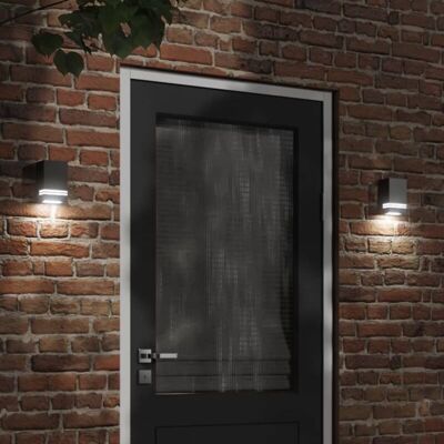 vidaXL Luces de Pared Exteriores Acero Inoxidable Negro - Lámpara de Pared Exterior vidaXL Luces de Pared Exteriores Acero Inoxidable Negro - Lámpara de Pared Exterior