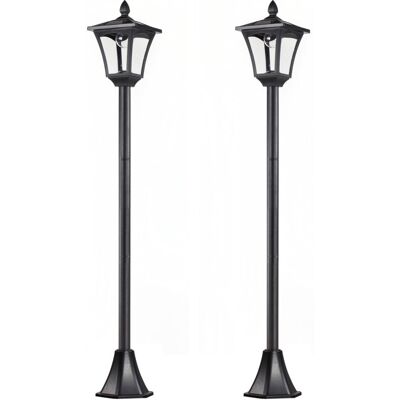 Outsunny Conjunto De 2 Farolas Solares Luces Solares Para Jardín Con Panel Solar Encendido Automático Impermeable Ip44 Para Terraza Patio 18x18x160 Cm Negro Outsunny Conjunto De 2 Farolas Solares Luces Solares Para Jardín Con Panel Solar Encendido Automático Impermeable Ip44 Para Terraza Patio 18x18x160 Cm Negro
