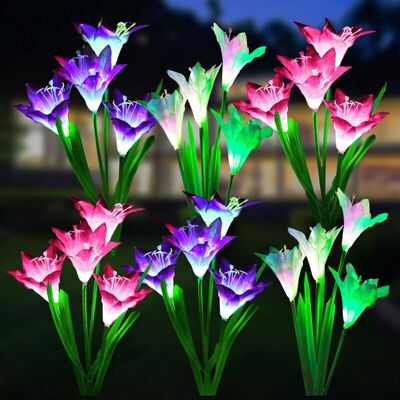 COOCHEER Farol De Exterior Decorativo, Impermeable Y Alimentado Por Energía Solar, Con 24 Flores De Lirio, Iluminación Led Multicolor Para Jardín, Patio O Terraza, Paquete De 6 Unidades. COOCHEER Farol De Exterior Decorativo, Impermeable Y Alimentado Por Energía Solar, Con 24 Flores De Lirio, Iluminación Led Multicolor Para Jardín, Patio O Terraza, Paquete De 6 Unidades.