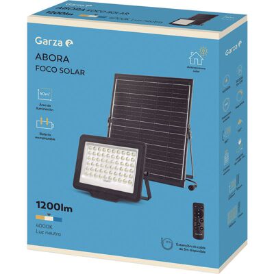 Garza - Foco Exterior Led Solar Abora 1200lm 4000k Luz Día Garza - Foco Exterior Led Solar Abora 1200lm 4000k Luz Día