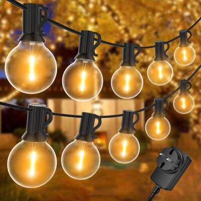 TONCHEAN Guirnalda De Luces Para Exteriores De 30 M, Cadena De Luces Para Exteriores Con 50 + 2 Bombillas Led G40, Resistente Al Agua Ip45, Cadena De Luces Para Exteriores De Color Blanco Cálido Para Terraza, TONCHEAN Guirnalda De Luces Para Exteriores De 30 M, Cadena De Luces Para Exteriores Con 50 + 2 Bombillas Led G40, Resistente Al Agua Ip45, Cadena De Luces Para Exteriores De Color Blanco Cálido Para Terraza,