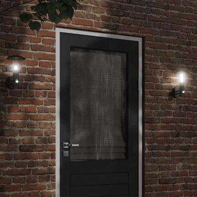 Faroles de Pared Exteriores con Sensor - 2 uds, Negro Faroles de Pared Exteriores con Sensor - 2 uds, Negro